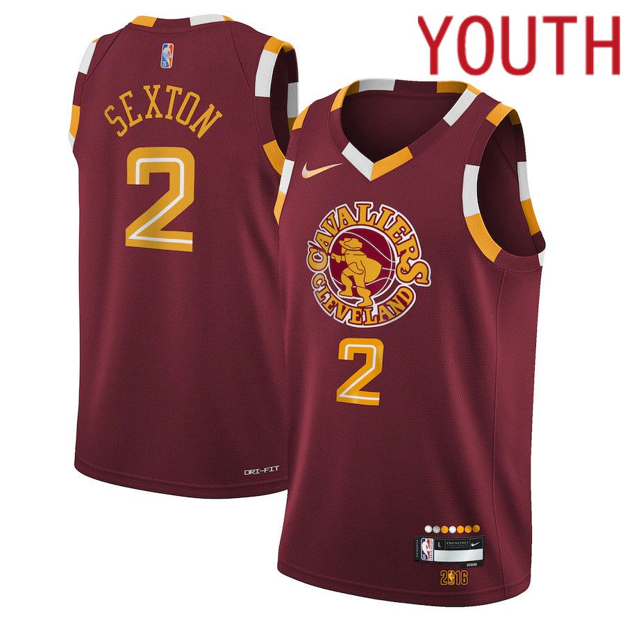 Youth Cleveland Cavaliers #2 Collin Sexton Nike Wine City Edition Swingman NBA Jersey